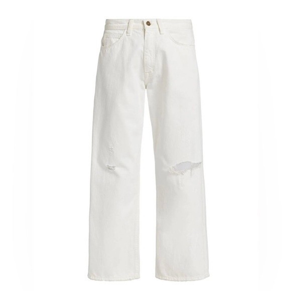 Nili Lotan Violette High-Rise Distressed Wide-Leg Jeans - Cream Wash Size 30 NWT - Picture 5 of 5